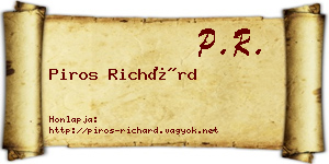 Piros Richárd névjegykártya