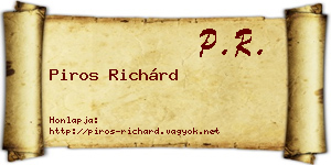 Piros Richárd névjegykártya